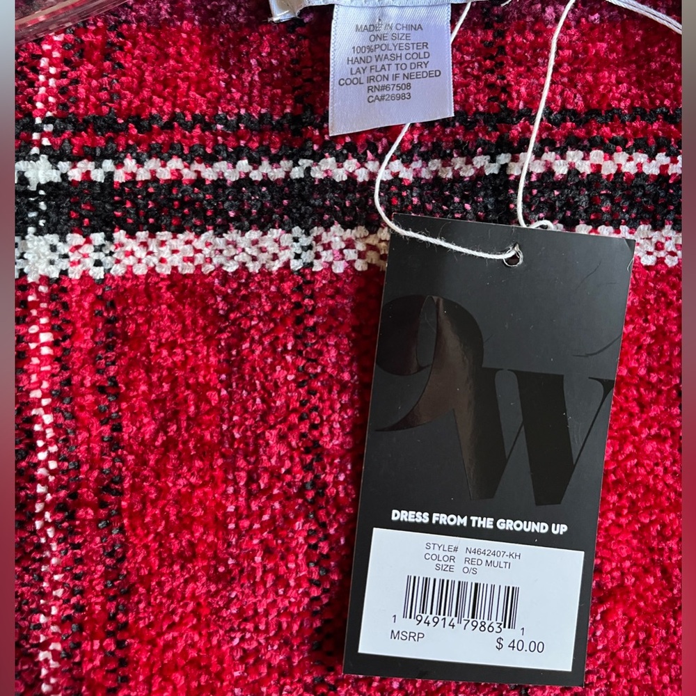 Red Plaid Ruana Nine West - Picture 3 of 4